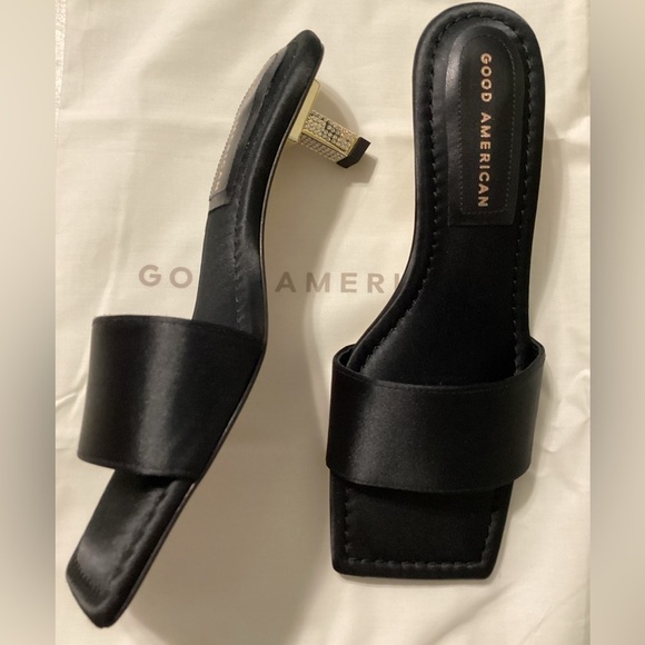 Good American Kickstand Slide Sandal‎ Mules Black Size 6.5 GA117K-X - Picture 4 of 8